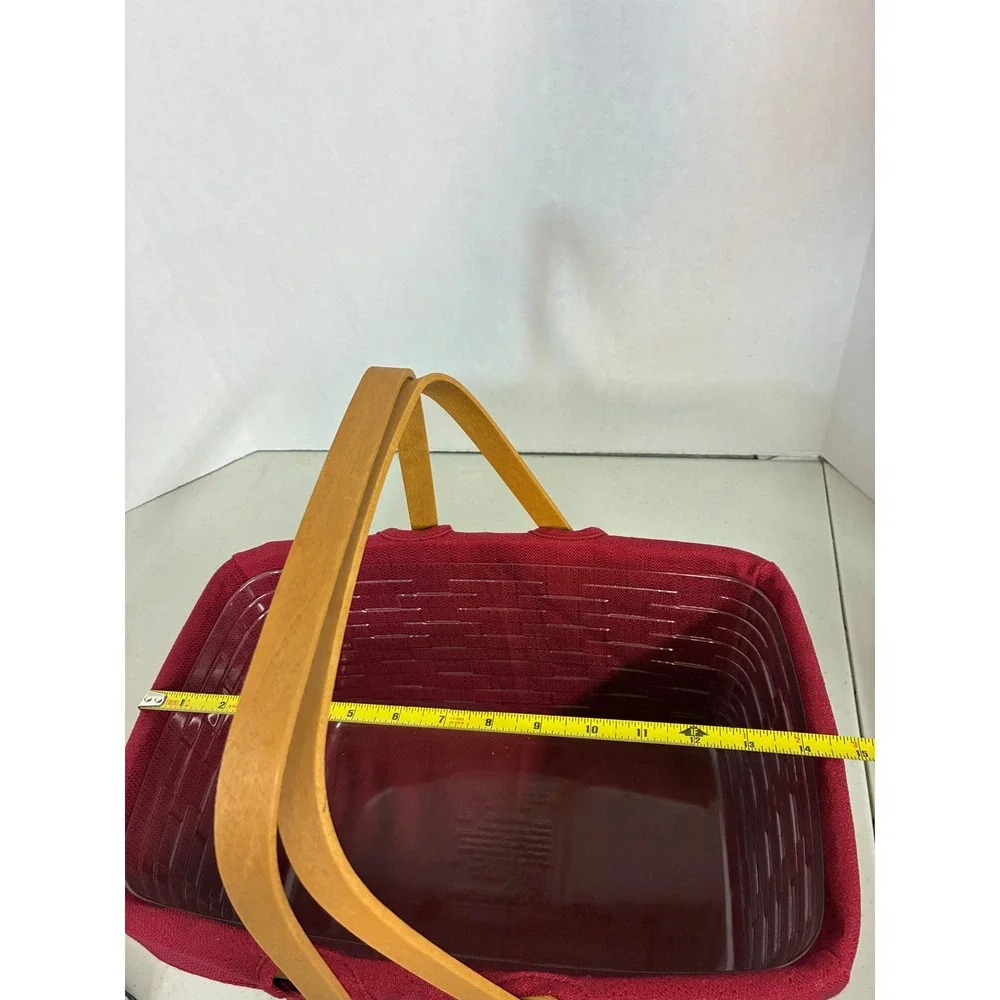 Longaberger‎ 2009 Handwoven Basket with Burgundy Liner and Plastic Protector
